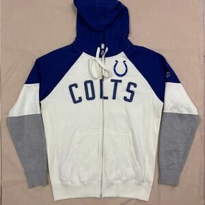 Hands High Men’s Indianapolis Colts Blue and White Full Zip Hoodie Size Medium